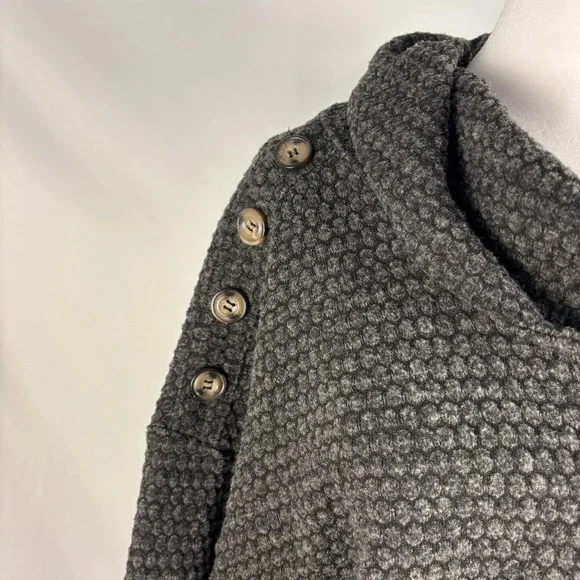 New York Laundry Women's Gray Textured Cowl Neck Tunic Top Button Detail L - Picture 2 of 12
